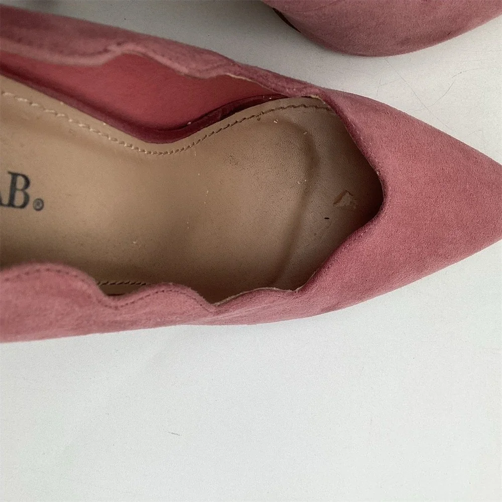 JustFab Womens Pumps‎ Mauve Pink Pointed Toe Stiletto Slip On Scalloped  Size 10
